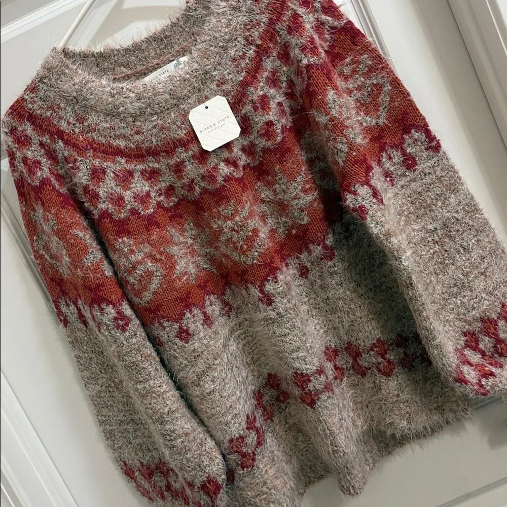 ✨NWT~Altar’d State Fuzzy Fair Isle Sweater✨ - Picture 6 of 9